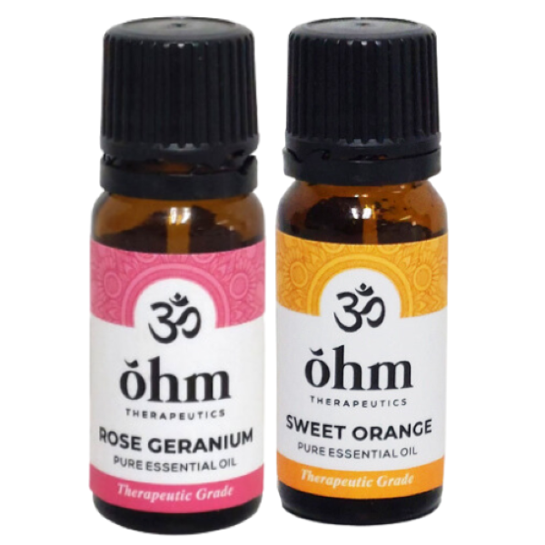 OHM - Rose Geranium (10ml) + Sweet Orange (10ml) - Essential Oil Combo