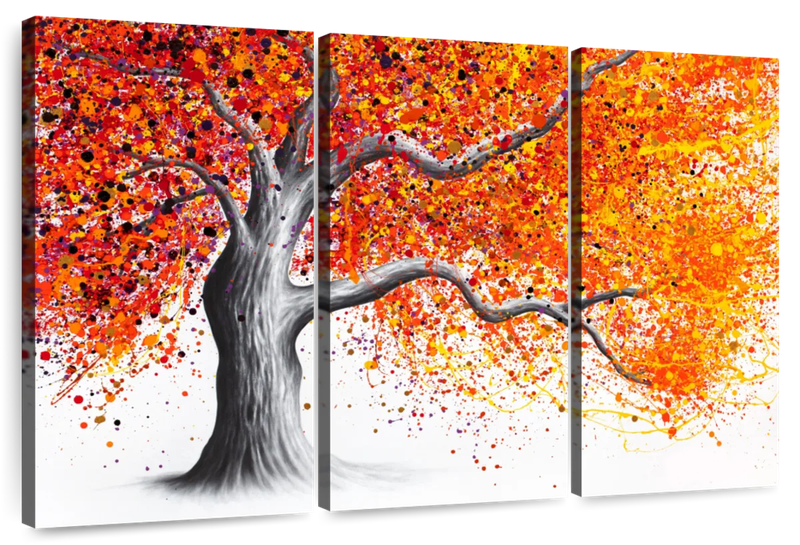 Canvas Art - Summer Tree 3 Piece Abstract Painting Canvas Wall Art Decor