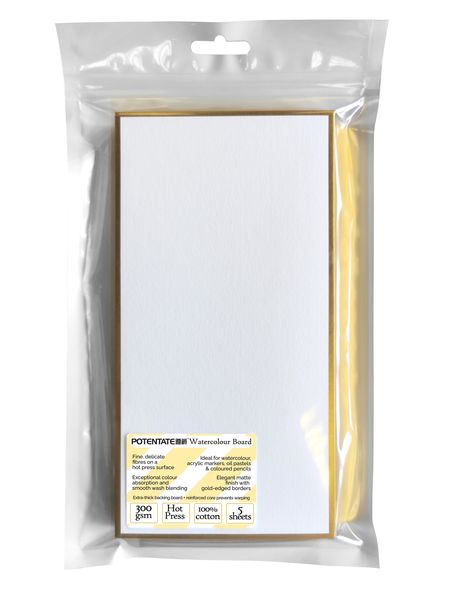 Potentate Watercolour Board Gold Edge 10x21cm - 5 Sheets