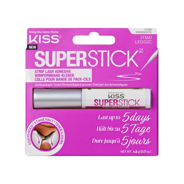 KISS Super Stick 5-Day False Eyelash Strip Lash Adhesive, Clear