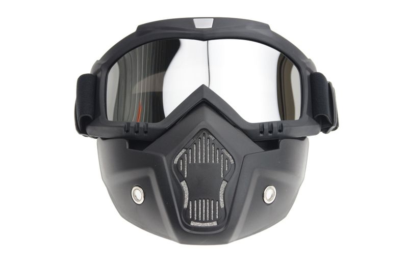 Full Face Motorcycle GelSoft Paintball Airsoft Mask Game Silver NTMS110