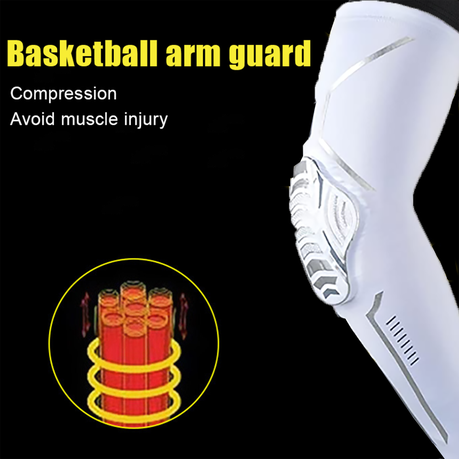 Basketball Football Arm Sleeve Elbow Protection Size L White