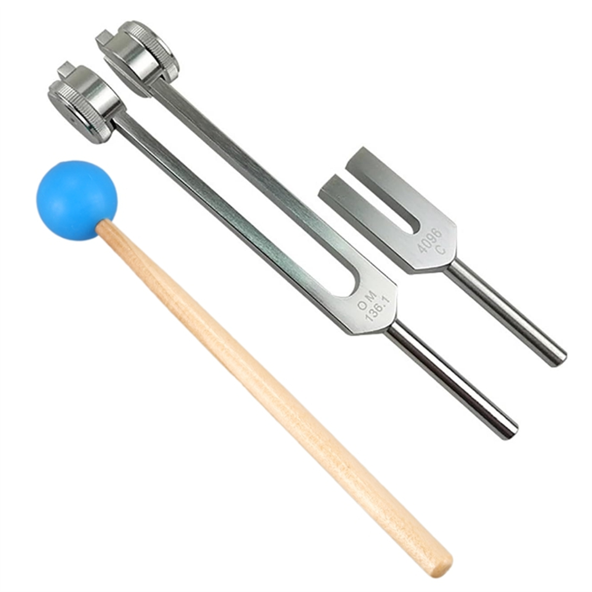 Chakra Tuning Fork Om136.1Hz & 4096C Set, Instrument With Mallet&Bag