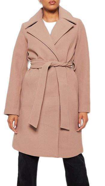 I Saw It First Ladies - Stone Faux Wool Lined Belted Formal Coat | Shop ...