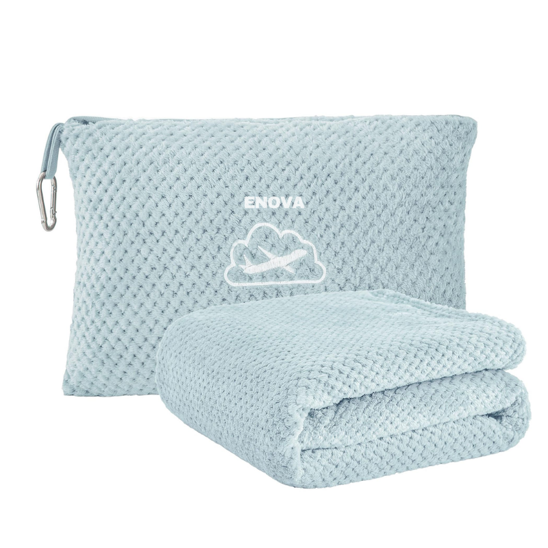 Enova Ultra-Soft Fleece Travel Blanket with Bag - Blue