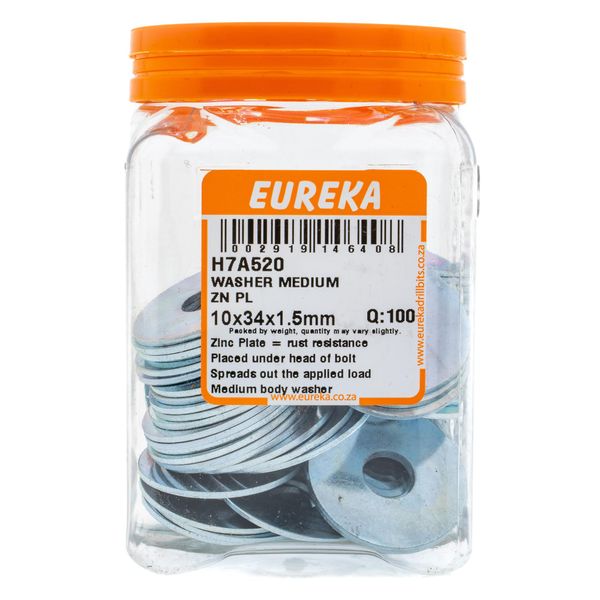 EUREKA Medium Body Washer Zinc Plated 10 x 34 x 1.5mm Q:100 H7A520