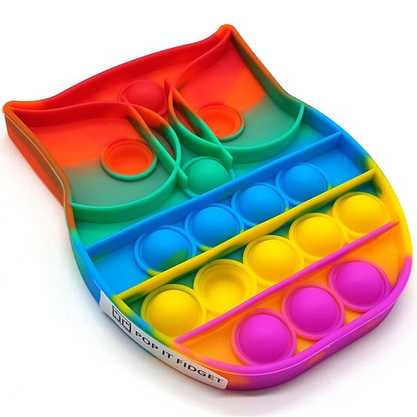 Pop It Fidget Toy Rainbow Popping Bubble Game-Owl