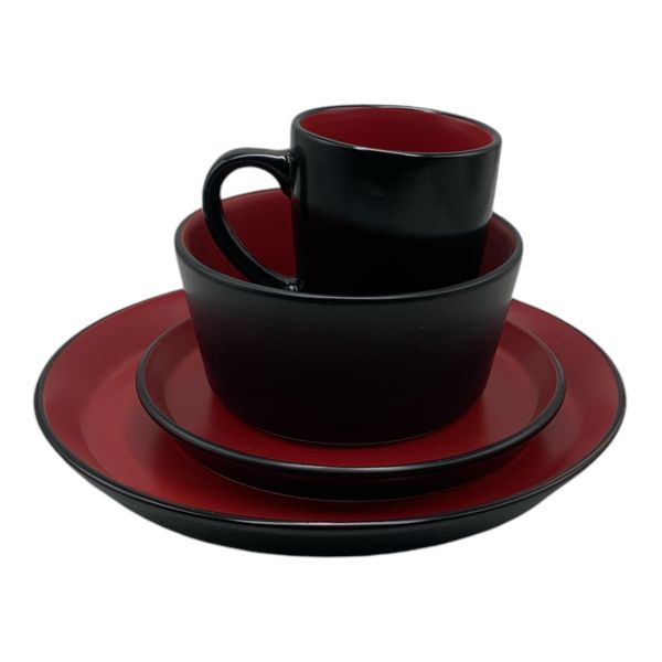 Dinner Set Two Tone Lipped Border - 16-piece