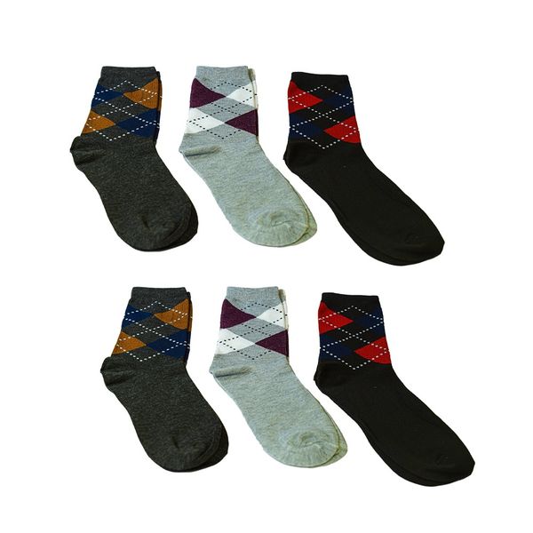 Men's Light Striped Diamond Design Fashionable &amp; Comfortable Socks-3 Pairs