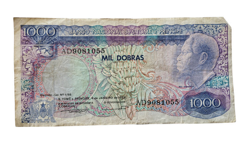 1989 S o Tom and Pr ncipe 1000 Dobras Mil Dobras Note 4 January 1989