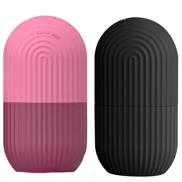 Couple Duo-Toned Ribbed Ice Face Roller Skin Care Set for Face and Eye