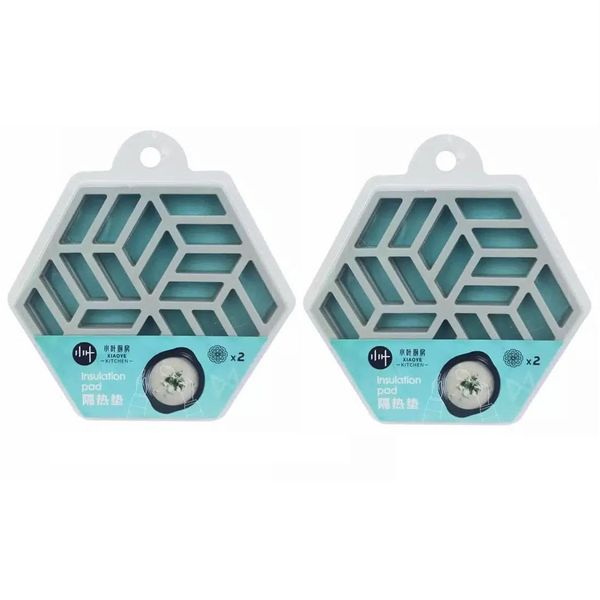 FI- Set of 4 Non-slip Dining Table Mat Silicone: Hexagon