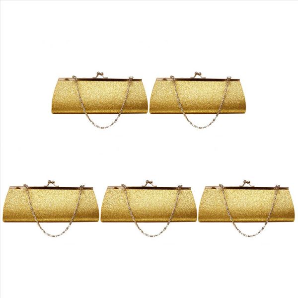 Women Glitter Clutch Purse Evening Party Wedding Banquet (Gold)