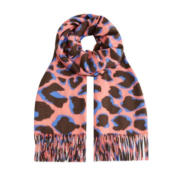 Pashmina - Leopard Print with Tassels - Orange