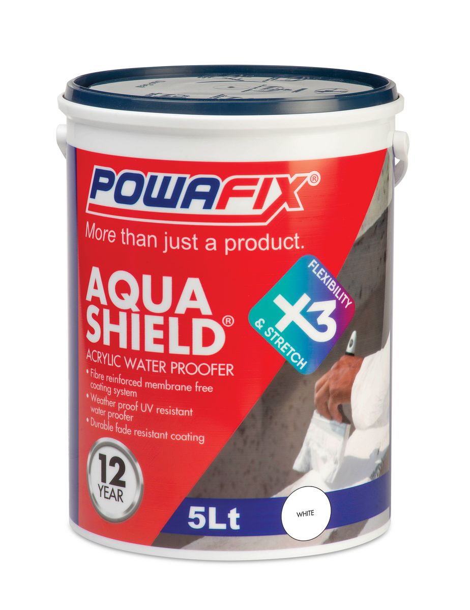 Powafix Aquashield 5 L White Fibre reinforced Pure Acrylic waterproofer