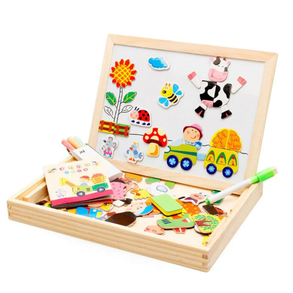 Montessori Happy Farm Drawing Writing Magnetic Board for Kids