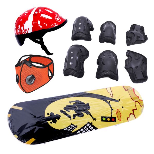 Skateboard 74cm with Protective Gear Kit- Helmet &amp; Sports Mask - CitiSkates
