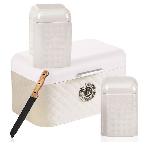 Dimond Design Beautiful Bread Box with Canister Set 4 Piece Combo Set -