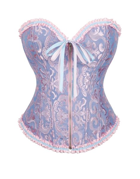 Women 's Bodysuit Shapewear Front Zip Corset with Chest Support