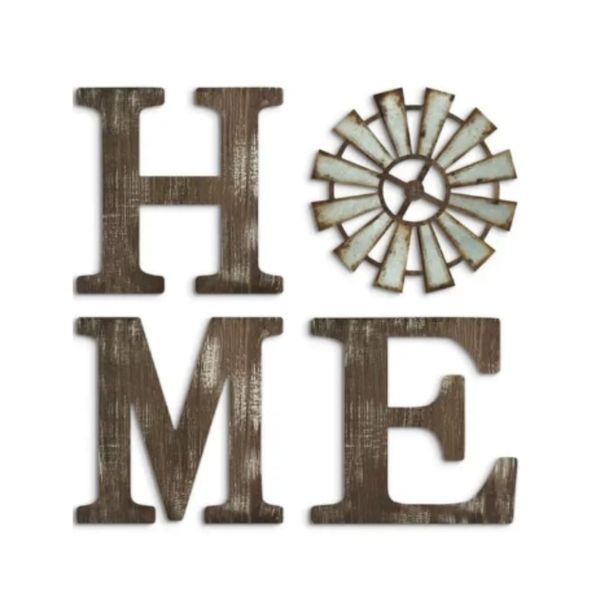 Rustic Wooden "HOME" Frame with Windmill Accent - Farmhouse Frame