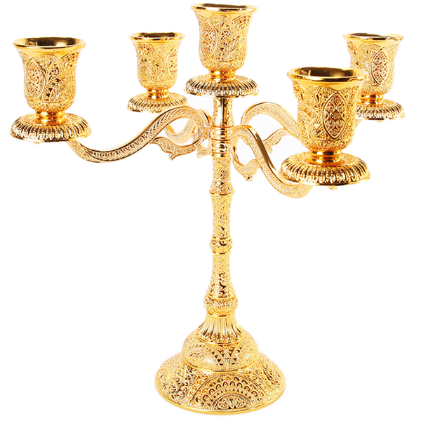 5-Arm Candle Stand Metal Candelabra Candlesticks Candle Gold Holder