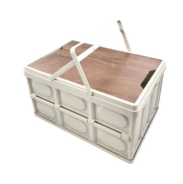 AIYI Medium Collapsible Storage Crate with Lid and Handle White AY136-006