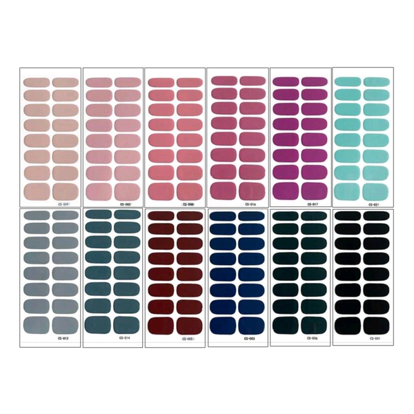 12 Sets of Different Colour Nail Wrap Self-adhesive Stickers- DIY Nail Art