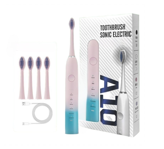 Electric Toothbrush with Ultra-quiet Sonic Soft Bristles to Protect Gums.