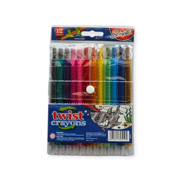 Scripto Retractable Twist Crayons 12's - Wallet