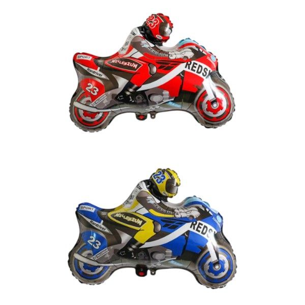 2-Piece Motorcycle Balloon Set - Red &amp; Blue