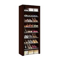 Multipurpose Portable Folding Shoe Rack 9 Tier-Brown