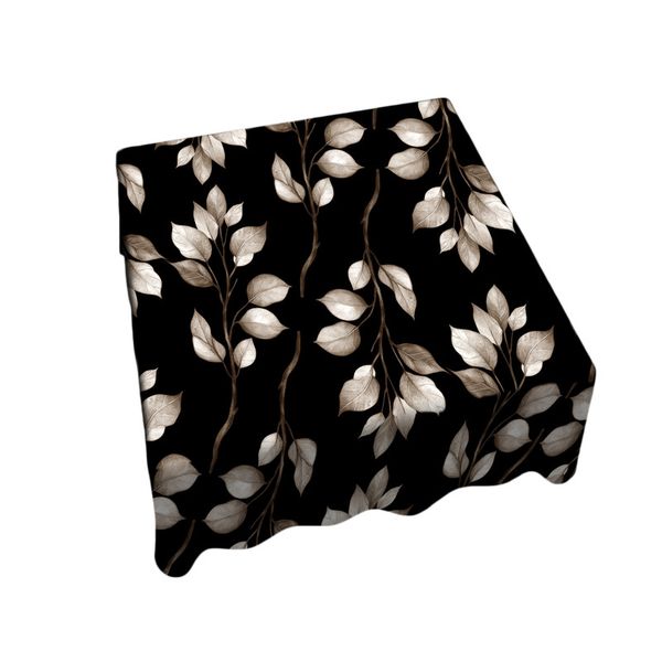 Dark Brown Leaves On Black Square Tablecloth by Mark van Vuuren