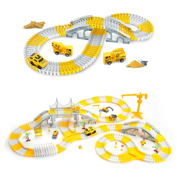 127-piece &amp; 345-piece Construction Railway Track Set with Electric Race Truck 2-pack