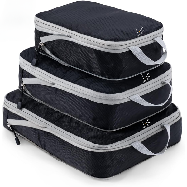 LITH 3-Piece Compression Packing Cube Travel Set - Nylon Luggage Organiser