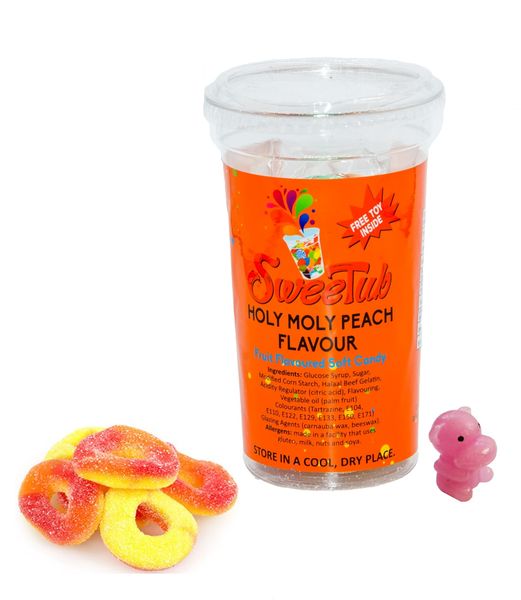 SweeTub Holy Moly Peach - Soft Gums with Collectors Toy Inside - Pack of 6