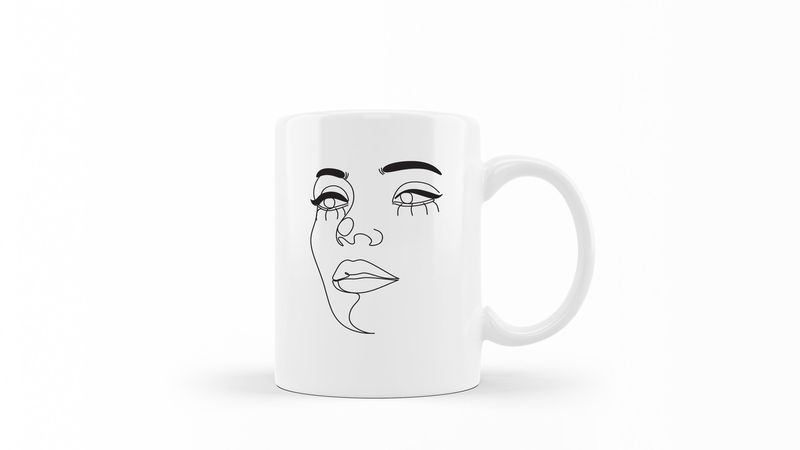 Designer Line Art Coffee Mug - Beauty 21