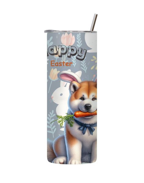 Carrot 20 Oz Tumbler with Lid Straw Graphic Dog Easter Design Present 084