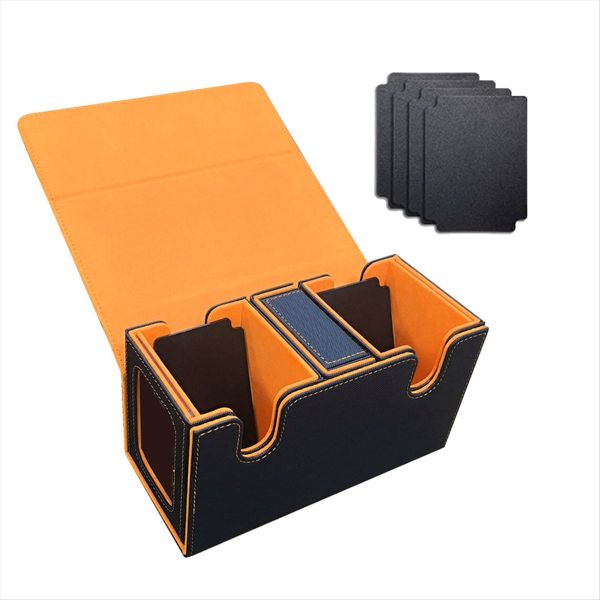 Card Storage Box for 200+ Cards 3-In-1 Card Deck Case Orange