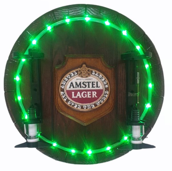 Large Round barrel (Green Led) Amstel - 2 Optic Liquor Dispenser