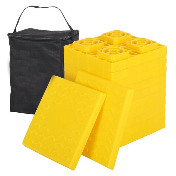 12PCS Heavy-duty RV Leveling Blocks &amp; Pads Caravan Ramp Leveller Set