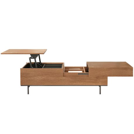Double Pop Out Soild Wooden Multi, Fold Out Coffee Table With Storage