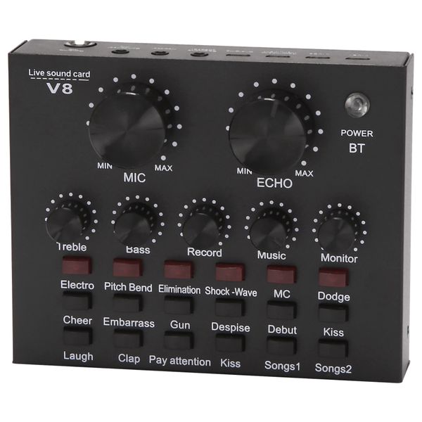 V8 Sound Card Audio Set Interface External Usb Live Microphone Sound
