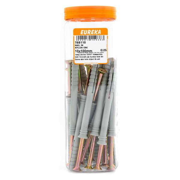 EUREKA Nail-In Anchor Nylon Countersunk 10 x 100mm Q:25 T6B110