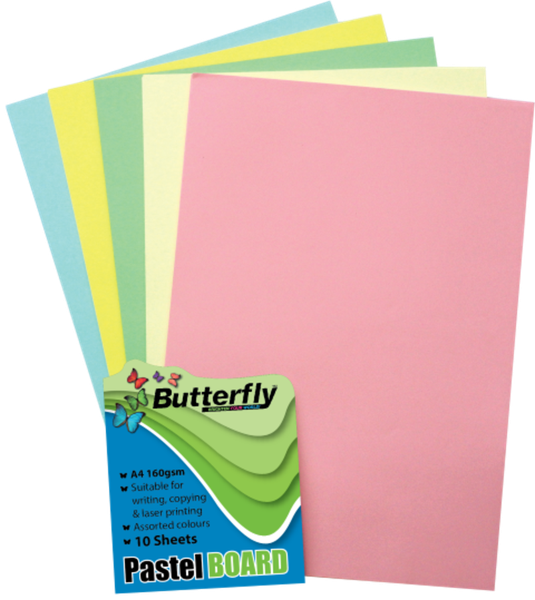Butterfly Mixed A4 Pastel Board - Pack Of 10