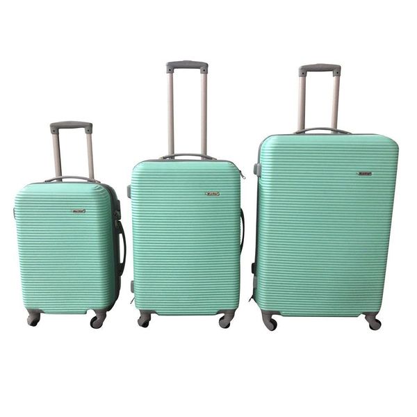 3-Piece ABS Hard Shell Luggage Set - Mint, Spinner Wheels, Built-In Lock
