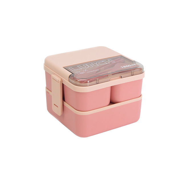 1800ml Multi-compartment Microwave-safe Lunch Box (with Cutlery Included)