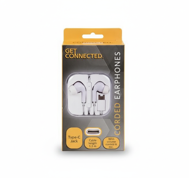 Earphones With Mic Type C In-Ear With Volume Control - Cable Length 1.2m