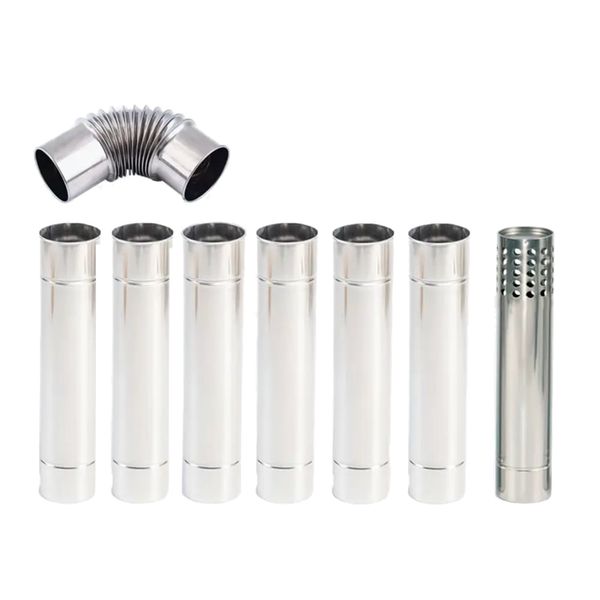 Camping Stainless Steel Tent Stove Pipes with 90-Degree Elbow - 29cm
