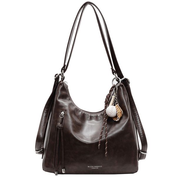 Vintage Dark black Leather Hobo Bag- 1 Piece