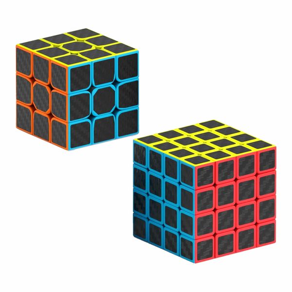 2Pcs Speed Cube Set, Puzzle Cube Bundle of 3x3x3 4x4x4 Magic Cube